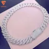 2024 New Design Men's Hip Hop Jewelry 925 Sterling Silver 20mm Cuban Chain Necklace Ice Out Vvs Moissanite Diamonds Cuban Link Chain