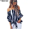 Summer Off Shoulder Boho Womens Shirt Blue Women Blusas Womens Tops and Blauses Woman Rands Chiffon Shirts 240131