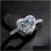 Pierścionki ślubne Victoria Wieck Klasyczna luksusowa biżuteria 925 Sterling Sier Pear Cut White Topaz CZ Diamond Obiecing Eternity Heart Ring W Dh3ms