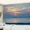 Arazzi Tramonto sul livello del mare Paesaggio Arazzo appeso a parete Estetica bohémien Natura Arte Casa Dormitorio Soggiorno Arredamento