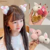 Bandeaux Enfants coréens mignon lapin pinces à cheveux chapeaux hiver en peluche lapin épingles à cheveux bandeau filles cheveux accessoires 2023 nouvel an cadeau YQ240116