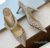 Zarte, elegante Abendschuhe mit hohen Absätzen, Strass-Perleneinsatz, flache spitze Sandalen, Damen-Sommer-Hochzeitsschuhe, Party-High-Heels