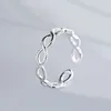 Cluster Rings Hollow Knitting Simple Design Silver Plated Jewelry Luster Cross 8 Words Fashion Exquisite Opening Ring Female