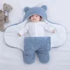 Baby Sleeping Bag Ultra-Soft Fluffy Fleece Född filt Infant Boys Girls Clothes Sleeping Nursery Wrap Swaddle 3 6 M 240116