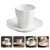 Dinnerware Sets Mugs Water Cup French Style Saucer With Milk Plate White Ceramic Coffee Drinking Office