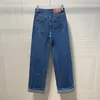 Luxus Damen Jeans Marke 2022 Mode Frauen Blau Hohe Taille Straße tragen Breite Bein Jean Weibliche Hosen Gerade Denim Hosen montage ZSBL