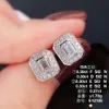 Xiy Jewelry Merk Emerald Cut GIA Diamant 0,60Ct + 0,27Ct Westers massief gouden oorbel met certificaat