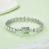 S 0.5Ct Diamonds Bracelets White Gold Plated Sier Chain Heart Hearts Chains Lab Grown Moissanite Womens Tennis Bracelet