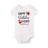 Rompers Happy Birthday Daddy Mommy Baby Boys Girls Romper Bodysuit Infant Funny Letter Jumpsuit Outfit Toddler Party Clothes 0-24 Months H240508