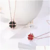 Ontwerp Klavertje Vier 4-In-1 Dragen Dubbelzijdig Hartvormige Sieraden Sleutelbeen Keten Ketting Drop levering Dhhim