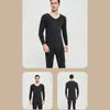 Roupa interior térmica masculina espessamento inverno escritório em casa ao ar livre sono camada básica roupa interior topos terno inferior para masculino preto