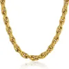 Colliers en corde en or jaune 14 carats pour hommes, chaînes de couleur dorée de 8MM d'épaisseur, bijoux hip hop Punk de haute qualité