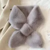 Women Rabbit Fur Cross Scarf Cute Plush Winter Warm Soft Scarves for Gift Party Fashion Accessories