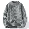 Мужские свитера 2024, зимний свободный пуловер с круглым вырезом, свитер, трикотаж, корейская версия, большой размер, модная повседневная нижняя рубашка