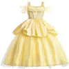 Girl Belle Princess Dress Kids Beauty and the Beast Costume Children Christmas Birthday Cosplay Elegant Party Dress 2-10 år 240116