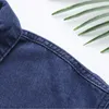 Camicia di jeans taglie forti 4XL Colletto con bavero a molla Top Capispalla a maniche lunghe larghi Vestiti curvi 240116