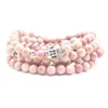 Bracelet de Yoga pour femmes, SN1380, 108 Mala Balance, 6 mm, pierre de Rhodonite, bijoux tendance, tête de bouddha, collier 2931