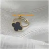 Designer Jewelry Clover Ring Classic Diamond Butterfly Wedding Rings Of Woman Man Love Gold Siery Chrome Heart Drop Delivery Dh67U