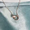 luxury Designer Jewelry Korean Fashion Simple Necklace 2024 New Ins style rose gold double ring titanium steel collarbone chain