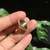 Cluster Rings Original Design Marquise Shape Natural Chrysoprase Ladies Ring Adjustable Ethnic Elegant Attending Party Silver Jewelry