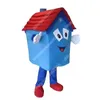 Performance Blue House Mascot Costume Halloween Fancy Party Dress Cartoon Character Outfit Suit Carnival Adults Size Birthday Outdoor Outfit