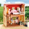 Simulation Kitchen Forest Family Small House Double Three Story Villa Reindeer Animal Model Girl Dollhouse Furniture Toy Gifts 240115