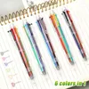 6PCS Markery Balpoint Pens Korean Creative Stationery Kolorowe materiały dla dzieci 6 kolorów w jednym długopisie