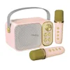 Portabla högtalare Mini Karaoke Machine för barn med 2 trådlösa mikrofoner Portable Bluetooth -högtalare YQ240116
