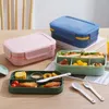 Dinnerware Leak-proof Lunch Box 2000ml Double Layers With Spoon Fork Cutter Airtight Container For Students Dishwasher