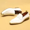 Britse Trend Heren Jurk Loafers Echt Leer Designer 2023 Zomer Nieuwe Witte Bruiloft Zakelijke Sociale Schoenen Man
