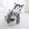 Umorden Hayvan Köpek Husky Romper Kostüm Kigurumi Tulum Onesies Bebek Erkek Bebek Toddler Pazen Cadılar Bayramı Fantezi Elbise 240116