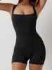 2023 novo feminino meio pescoço quadrado sem mangas shorts apertados yoga esportes fitness macacão 240116