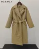 Trench da donna WOTWOY inverno addensare parka allentato donna elegante cravatta con cintura lunga in cotone caldo giacche moda femminile casual outwear 2024