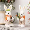 Lindo Conejo de Pascua Decoraciones para el hogar Mesa de Primavera Nórdica Estatuilla Adornos Muñeco de Peluche Feliz Día 240116