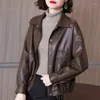 Women's Leather High-end Jacket 2024 Spring Autumn Chic Short Motorcycle Cycling PU Coat Outerwear Female Tops 4XL