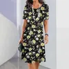 Partykleider 2024 Sommer Damen Böhmischer Stil Retro Lässig Bedruckt Blumen Elegant Und Stilvoll Kurzarm