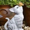 Lámparas de césped Adornos de luz para gatos Estatuilla de gato para jardín Luz solar Gato de resina Decorativo Jardín al aire libre Estatua de animales Patio de césped Las mejores luces de camino YQ240116