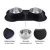 Antislip Double Dog Bowl With Silicone Mat Durable Stainless Steel Water Food Feeder Pet Feeding Drinking Bowls for Dogs Cats 240116