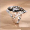 Bandringe Retro Colorf Shell aushöhlen Diamantringe Schmuck Frauen Ring Womans Mode 75 N2 Drop Lieferung Schmuck Ring Dhjsv
