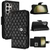 Geruit PU lederen portemonnee hoesjes voor Samsung S24 Plus A35 A55 A15 A05S A05 S23 FE A25 A24 A35 A54 A04E A14 Diamond Grain Multifunctioneel ID-kaartsleuf Zakhouder etui