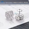 Hot Selling Classic White Gold 7X7mm Cushion Ice Crushed Moissanite Stud Earrings Jewelry Women