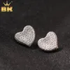 THE BLING KING Серьги из стерлингового серебра 925 пробы в форме сердца Серьги-гвоздики с фианитом для мужчин и женщин Модные ювелирные изделия в стиле хип-хоп 240115