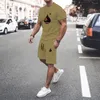 Tute da uomo Set T-shirt e pantaloncini Stampa digitale Lettera K Abbigliamento casual quotidiano estivo in due pezzi Street