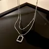 Pendant Necklaces U-Magical Design Double-Layer Irregular Square Geometrical Necklace For Women Metal Chain Hollow Retro Jewelry