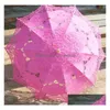 Colourf Cotton Bridal Parasol Handmade Battenburg Lace Embroidery Sun Umbrella Elegant Wedding Party Decoration Drop Delivery Dhksp