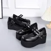 Lolita Cute Mary Jane Décolleté Scarpe da donna Tendenza Piattaforma Tacco a zeppa Lolita Scarpe singole Pelle PU nera Dolce studente 42 240116