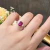 Cluster Rings Qinhuan Oval Lab Ruby Gemstone Ring High Carbon Diamond S925 Silver PT950 Platinum PLATERAD FÖR KVINNA FINE SMEYCH PARTY PARTY