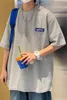 Мужские футболки вафельная футболка с коротким рукавом в гонконгском стиле шикарный модный свободный топ для пар повседневный универсальный 5/4