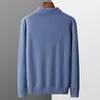 SMPEVRG Spring Autumn Men's tröja långärmad polo krage man 'pullover jumper skjorta 100% ull stickad topp smart casual blus 240116