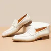 Britse Trend Heren Jurk Loafers Echt Leer Designer 2023 Zomer Nieuwe Witte Bruiloft Zakelijke Sociale Schoenen Man